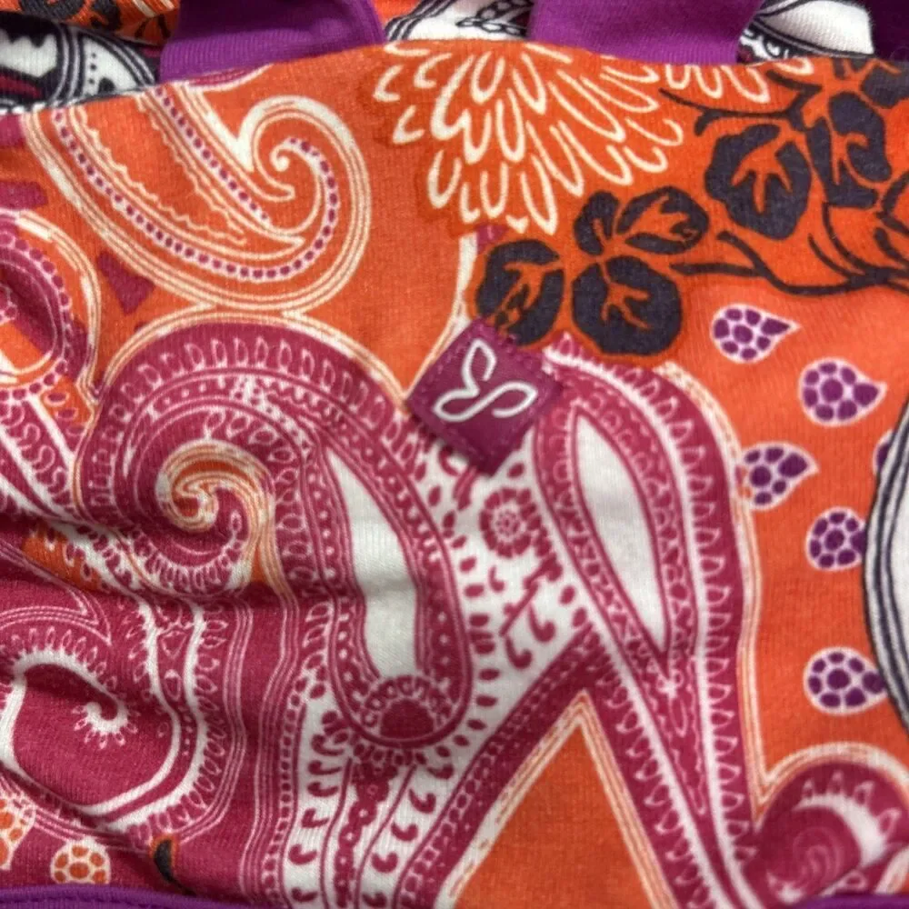 Prana Athletic Dress Women’s Medium Self Bra Fuchsia Orange Paisley Fit Flare - Picture 9 of 10